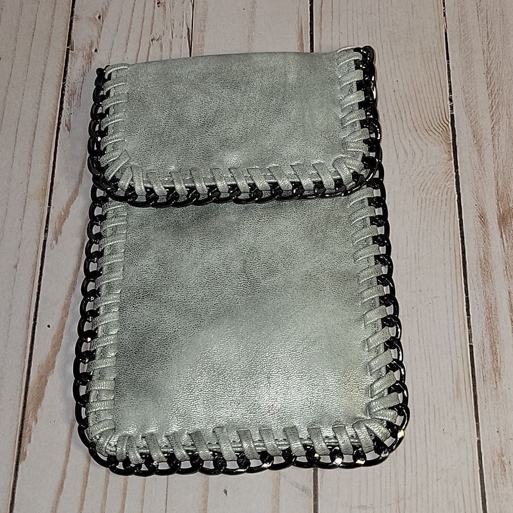 3 am Forever Vegan Leather Clutch Bag Pouch Silver Chain